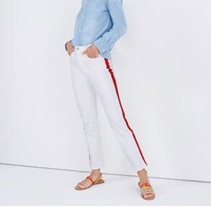 NWT! Madewell White Stovepipe Jeans Tuxedo Stripe size 30